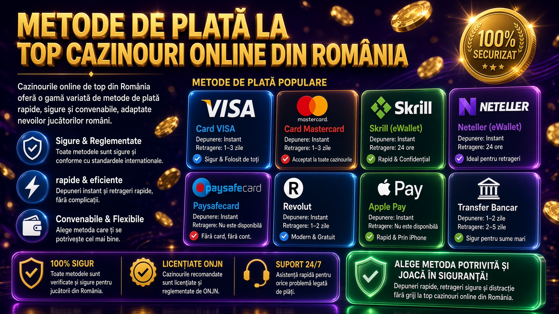 Metode de Plată la Top Cazinouri Online din România